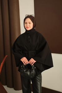 Üç Düğme Detay Panço Siyah