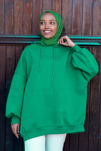 Uygun Fiyatlı UC IPLIK KAPSONLU SWEAT YESIL | Loccomoda.com 