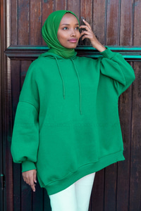 Uygun Fiyatlı UC IPLIK KAPSONLU SWEAT YESIL | Loccomoda.com 