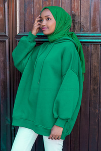 Uygun Fiyatlı UC IPLIK KAPSONLU SWEAT YESIL | Loccomoda.com 