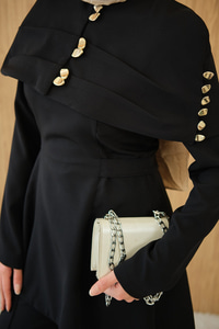 Üstü Çıkarılabilir Bolero Gold Düğme Detay Takım Siyah