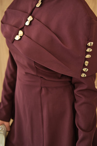 Üstü Çıkarılabilir Bolero Gold Düğme Detay Takım Bordo