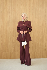 Üstü Çıkarılabilir Bolero Gold Düğme Detay Takım Bordo