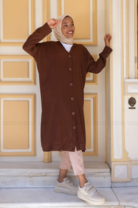 Uygun Fiyatlı UZUN DUGMELI HIRKA  KAHVERENGI | Loccomoda.com 