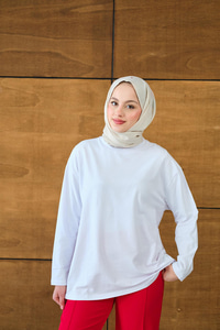 Uzun Kol Oversize Tunik Beyaz