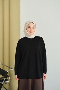 Uzun Kol Oversize Tunik Siyah