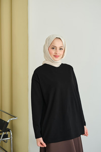 Uzun Kol Oversize Tunik Siyah