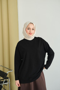 Uzun Kol Oversize Tunik Siyah