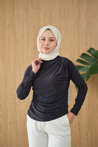 Uzun Kollu Büzgü Detay Bluz Antrasit