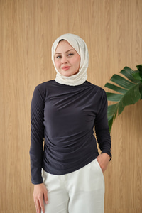 Uzun Kollu Büzgü Detay Bluz Antrasit