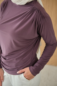 Uzun Kollu Büzgü Detay Bluz Gül Kurusu