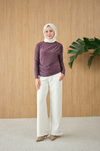 Uzun Kollu Büzgü Detay Bluz Gül Kurusu