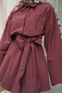 Uzun Kuşaklı Gömlek Bordo