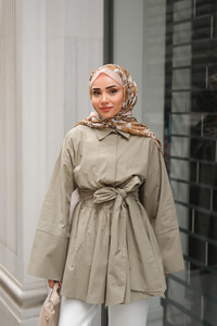 Uzun Kuşaklı Gömlek Küf Yeşil