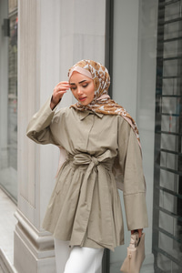 Uzun Kuşaklı Gömlek Küf Yeşil