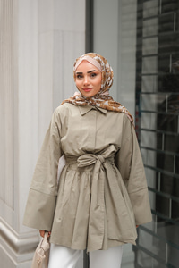 Uzun Kuşaklı Gömlek Küf Yeşil