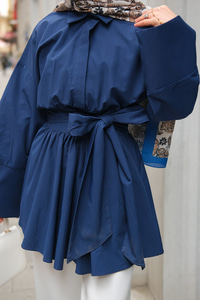 Uzun Kuşaklı Gömlek Lacivert