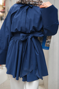 Uzun Kuşaklı Gömlek Lacivert