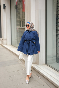 Uzun Kuşaklı Gömlek Lacivert