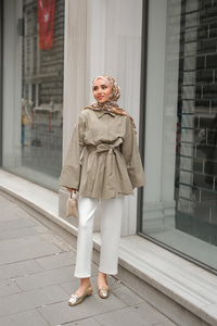 Uzun Kuşaklı Gömlek Vizon