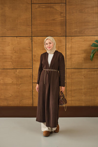 Uzun Triko Hırka Kahverengi