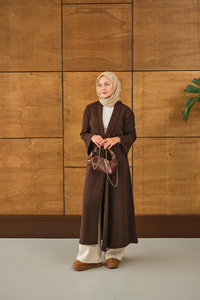 Uzun Triko Hırka Kahverengi