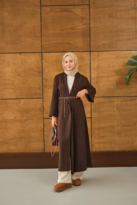 Uzun Triko Hırka Kahverengi