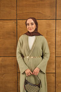 Uzun Triko Hırka Su Yeşil