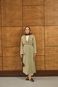 Uzun Triko Hırka Su Yeşil