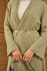 Uzun Triko Hırka Su Yeşil