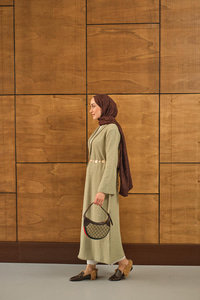 Uzun Triko Hırka Su Yeşil