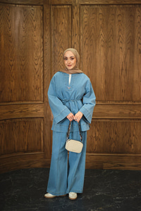 V Broş Detay Takım Açık Mavi