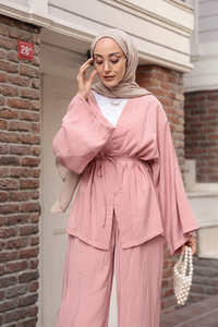 V Yaka İkili Takım Gül Kurusu