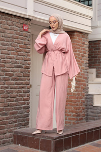 V Yaka İkili Takım Gül Kurusu