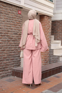 V Yaka İkili Takım Gül Kurusu