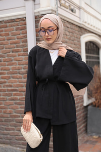 V Yaka İkili Takım Siyah