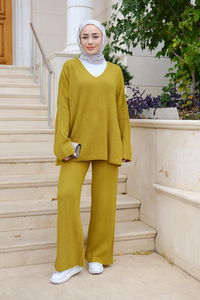 V Yaka İkili Takım Yağ Yeşil