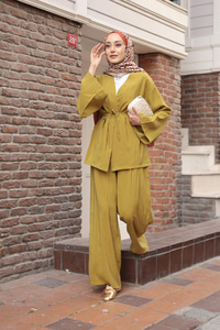 V Yaka İkili Takım Yağ Yeşil