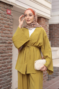 V Yaka İkili Takım Yağ Yeşil