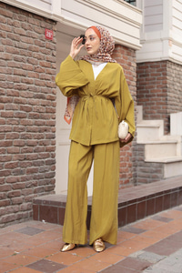 V Yaka İkili Takım Yağ Yeşil