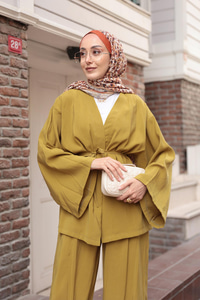 V Yaka İkili Takım Yağ Yeşil