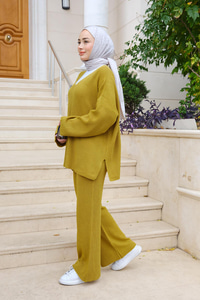 V Yaka İkili Takım Yağ Yeşil