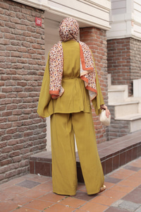 V Yaka İkili Takım Yağ Yeşil