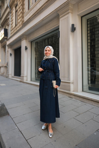 Valencia Kemerli Kot Etek Takım Koyu Mavi