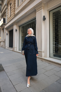 Valencia Kemerli Kot Etek Takım Koyu Mavi