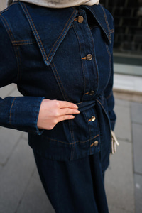 Valencia Kemerli Kot Etek Takım Koyu Mavi