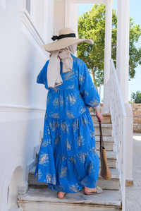 Varak Desenli Elbise Mavi