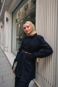 Vatkalı Jean Ceket Takım Koyu Mavi