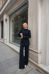 Vatkalı Jean Ceket Takım Koyu Mavi