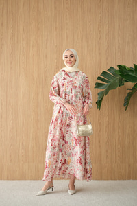 Vintage Çiçek Desen Elbise Bordo